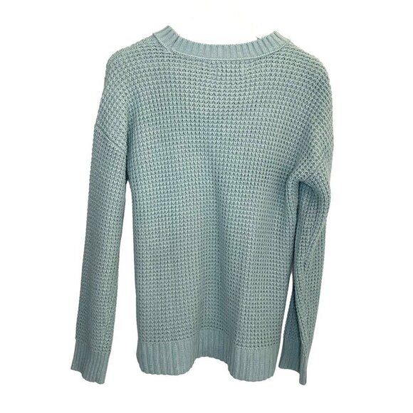 SO Waffle Knit Long Sleeve Crew Neck Sweater Coastal Beachy Travel Size S - Picture 2 of 9